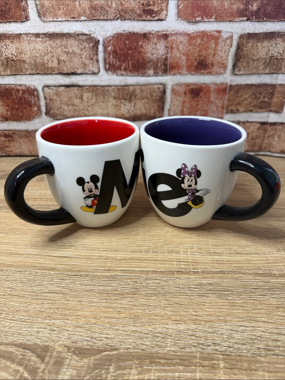 Disney Parks Mickey & Minnie Mouse Large Ceramic Coffee Mug Set - 1Purple 1Red
